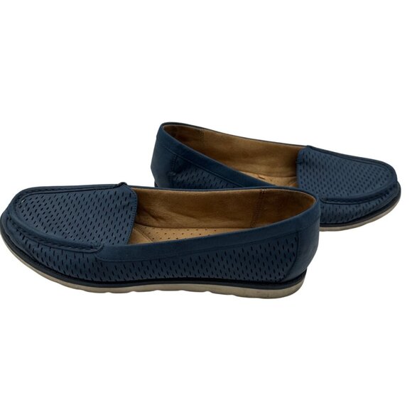 Naturalizer Size 10M Stylist Comfortable Perforated Blue Leather Loafers - Picture 6 of 7